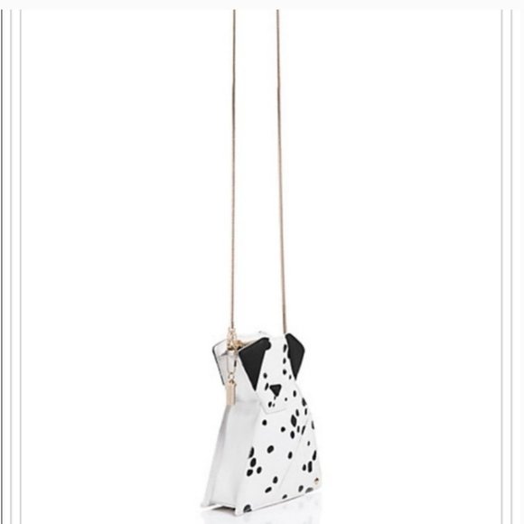 Kate Spade Origami Dalmatian Dog Leather Convertible Clutch bag Black White nwot - Picture 6 of 8